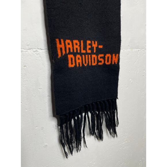 Vintage Harley- Davidson Acrylic Scarf Black Orange made in USA - Picture 3 of 8